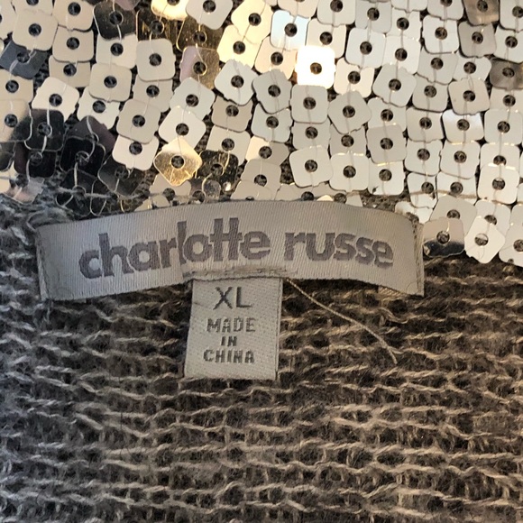 Dolman Sleeved Sweater with Silver Sequin Collar - Picture 2 of 7